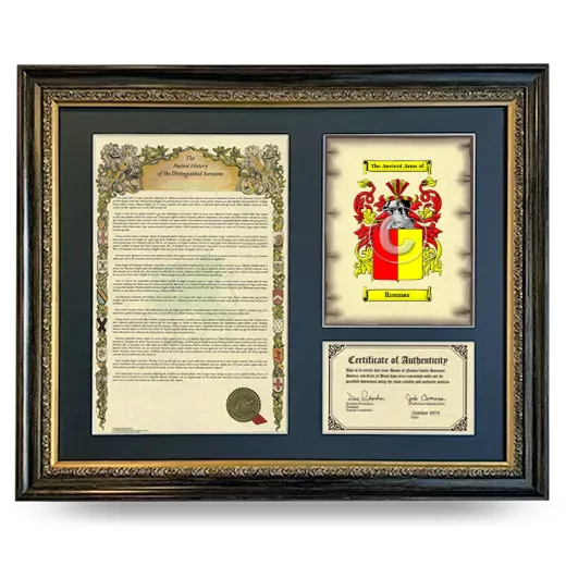Rounar Framed Surname History and Coat of Arms- Heirloom