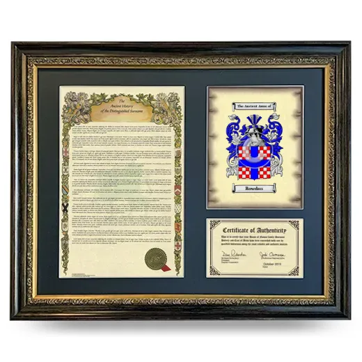 Rowdan Framed Surname History and Coat of Arms- Heirloom