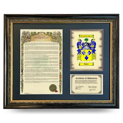 Rutes Framed Surname History and Coat of Arms- Heirloom