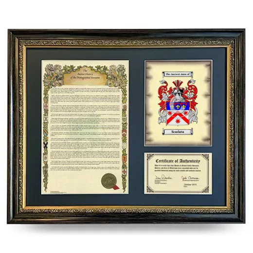 Scarlata Framed Surname History and Coat of Arms- Heirloom