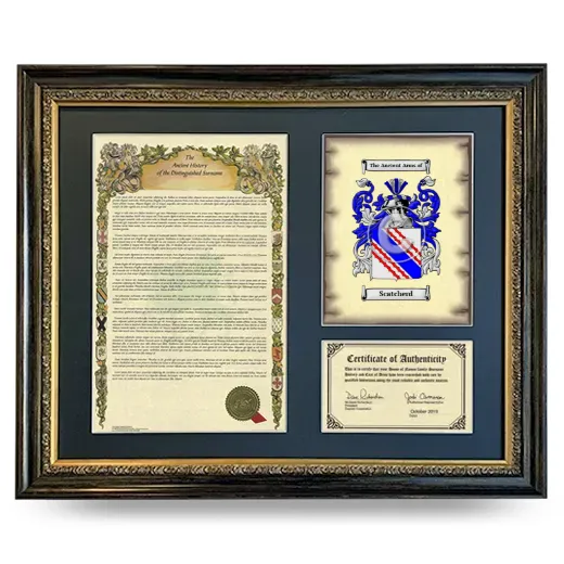 Scatcherd Framed Surname History and Coat of Arms- Heirloom