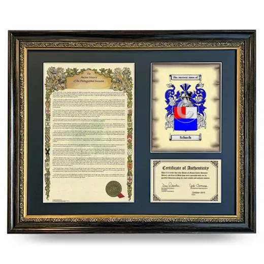 Schach Framed Surname History and Coat of Arms- Heirloom