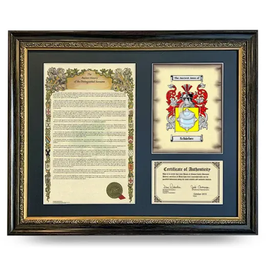 Schieber Framed Surname History and Coat of Arms- Heirloom