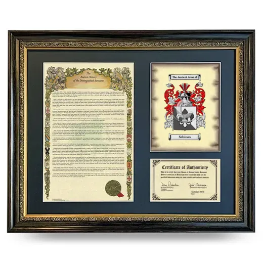 Schines Framed Surname History and Coat of Arms- Heirloom