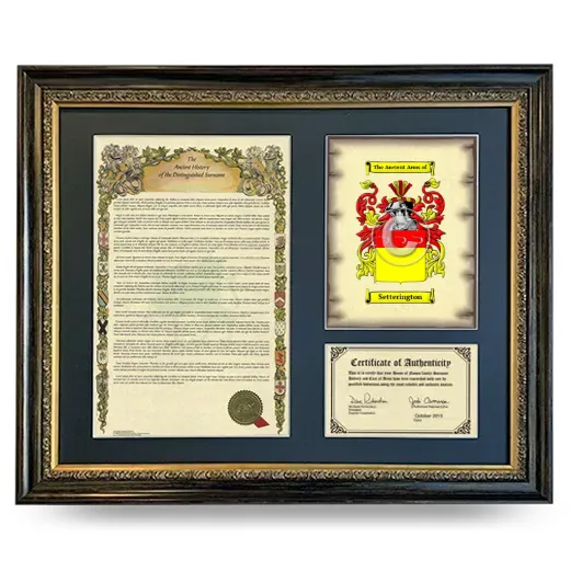 Setterington Framed Surname History and Coat of Arms- Heirloom