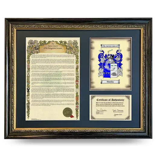Sheahy Framed Surname History and Coat of Arms- Heirloom