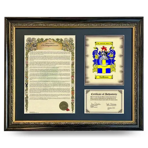 Shelltown Framed Surname History and Coat of Arms- Heirloom