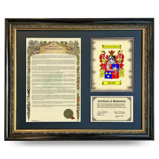 Shenkel Framed Surname History and Coat of Arms- Heirloom