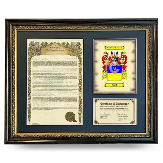 Shill Framed Surname History and Coat of Arms- Heirloom