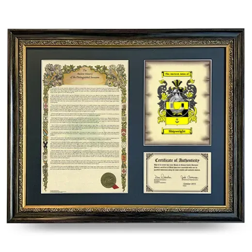 Shipwright Framed Surname History and Coat of Arms- Heirloom