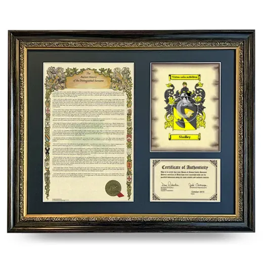 Sholley Framed Surname History and Coat of Arms- Heirloom
