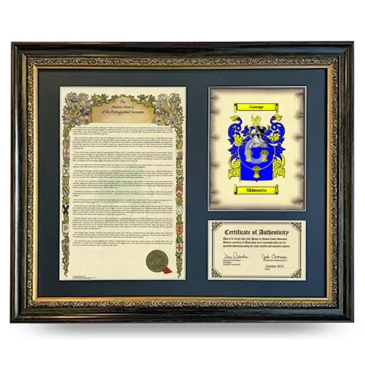 Skimmin Framed Surname History and Coat of Arms- Heirloom
