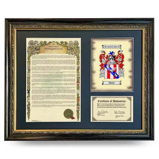 Slanin Framed Surname History and Coat of Arms- Heirloom