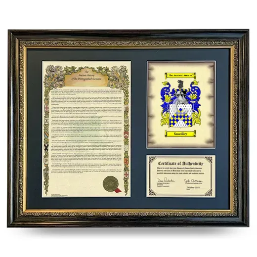 Smedley Framed Surname History and Coat of Arms- Heirloom