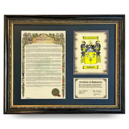 Smithwick Framed Surname History and Coat of Arms- Heirloom
