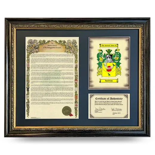 Smitton Framed Surname History and Coat of Arms- Heirloom