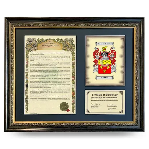 Snelinc Framed Surname History and Coat of Arms- Heirloom