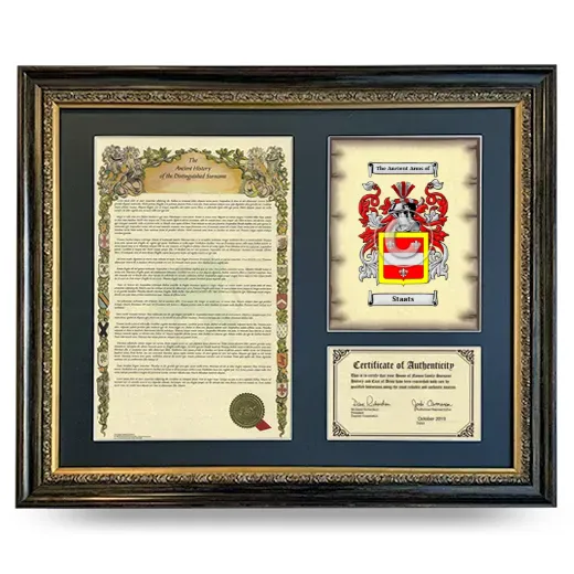 Staats Framed Surname History and Coat of Arms- Heirloom