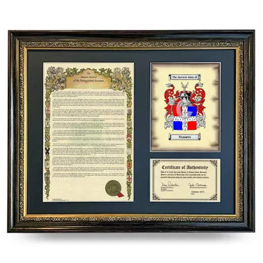 Staners Framed Surname History and Coat of Arms- Heirloom