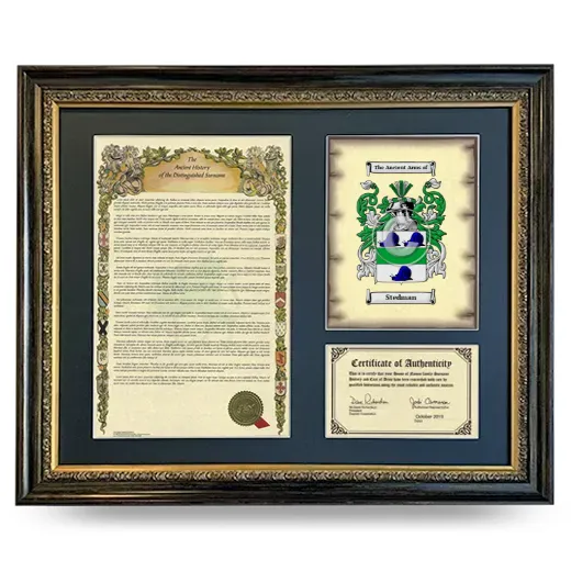 Stedman Framed Surname History and Coat of Arms- Heirloom