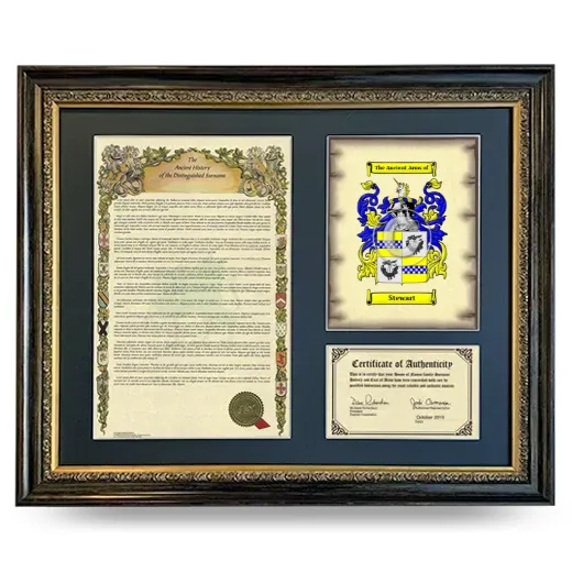 Stewart Framed Surname History and Coat of Arms- Heirloom