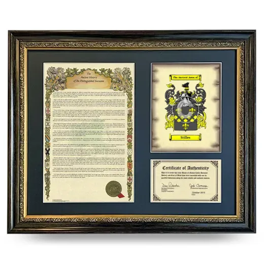 Stilles Framed Surname History and Coat of Arms- Heirloom