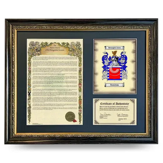 Streeten Framed Surname History and Coat of Arms- Heirloom