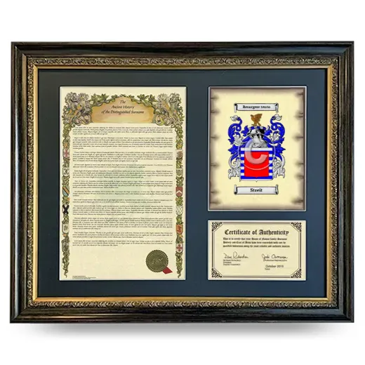 Streit Framed Surname History and Coat of Arms- Heirloom