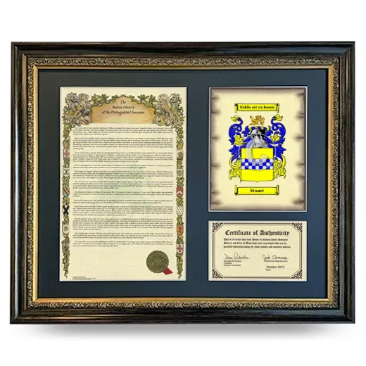 Stuart Framed Surname History and Coat of Arms- Heirloom