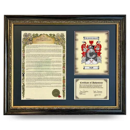 Styff Framed Surname History and Coat of Arms- Heirloom