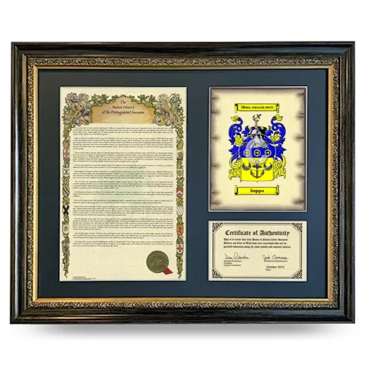 Suppa Framed Surname History and Coat of Arms- Heirloom