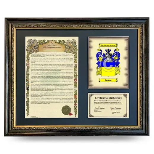 Synton Framed Surname History and Coat of Arms- Heirloom