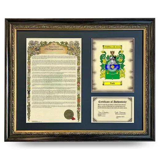 Tack Framed Surname History and Coat of Arms- Heirloom