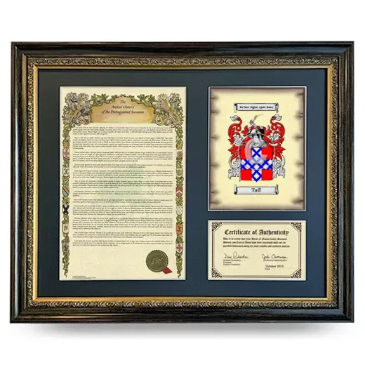 Taff Framed Surname History and Coat of Arms- Heirloom