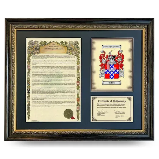Taffey Framed Surname History and Coat of Arms- Heirloom