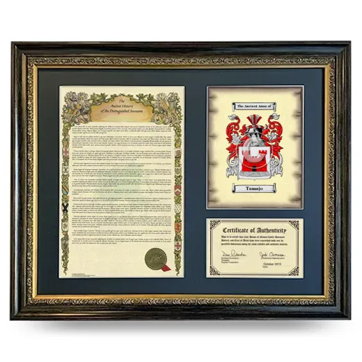 Tamajo Framed Surname History and Coat of Arms- Heirloom