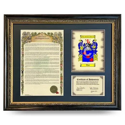 Thor Framed Surname History and Coat of Arms- Heirloom