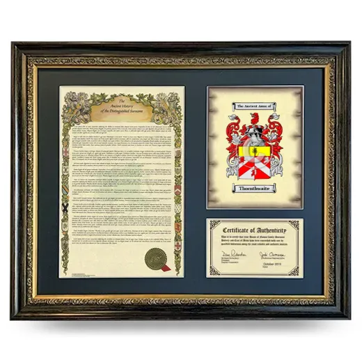 Thornthwaite Framed Surname History and Coat of Arms- Heirloom