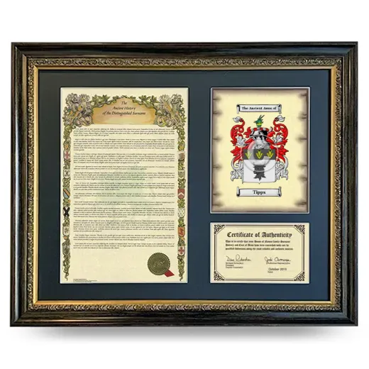 Tipps Framed Surname History and Coat of Arms- Heirloom