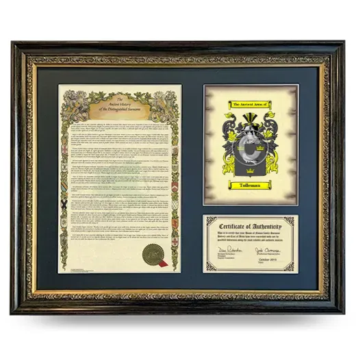 Tolleman Framed Surname History and Coat of Arms- Heirloom