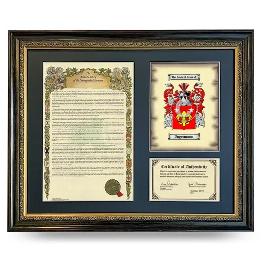 Ungermann Framed Surname History and Coat of Arms- Heirloom