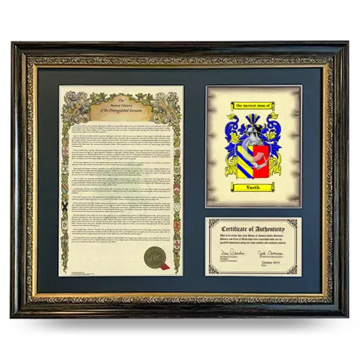 Vaeth Framed Surname History and Coat of Arms- Heirloom