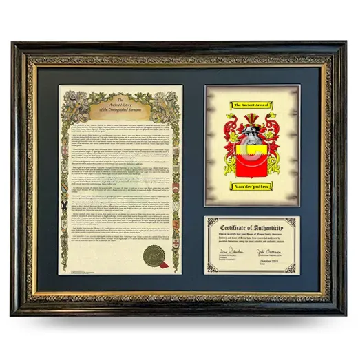 Van'der'putten Framed Surname History and Coat of Arms- Heirloom