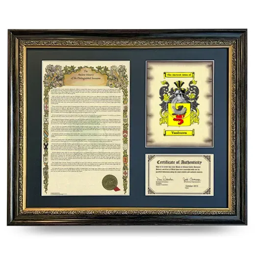 Vanburen Framed Surname History and Coat of Arms- Heirloom