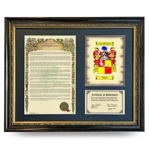 Varee Framed Surname History and Coat of Arms- Heirloom
