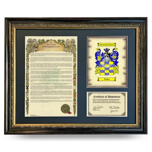 Vasco Framed Surname History and Coat of Arms- Heirloom