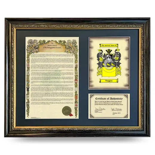 Voygen Framed Surname History and Coat of Arms- Heirloom