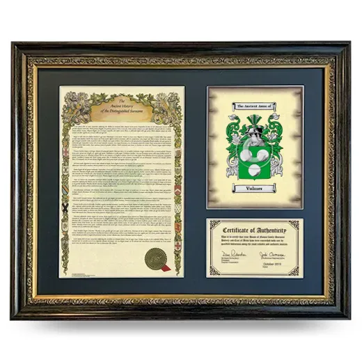 Vulmer Framed Surname History and Coat of Arms- Heirloom