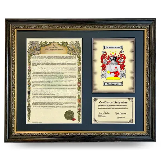 Wachsmuth Framed Surname History and Coat of Arms- Heirloom