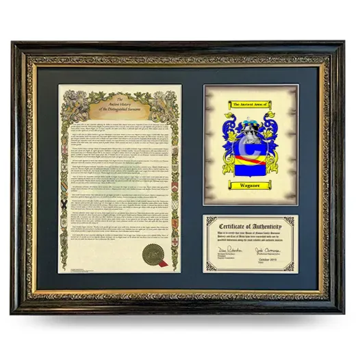 Waganer Framed Surname History and Coat of Arms- Heirloom